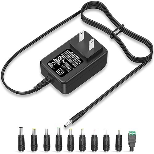 15V 2A 1.5A AC Adapter Power Supply Charger, 30W Universal Switching Power Cord Charger with 10 Multi Jacks DC Plug for 300mA 400mA 500mA 600mA 700mA…