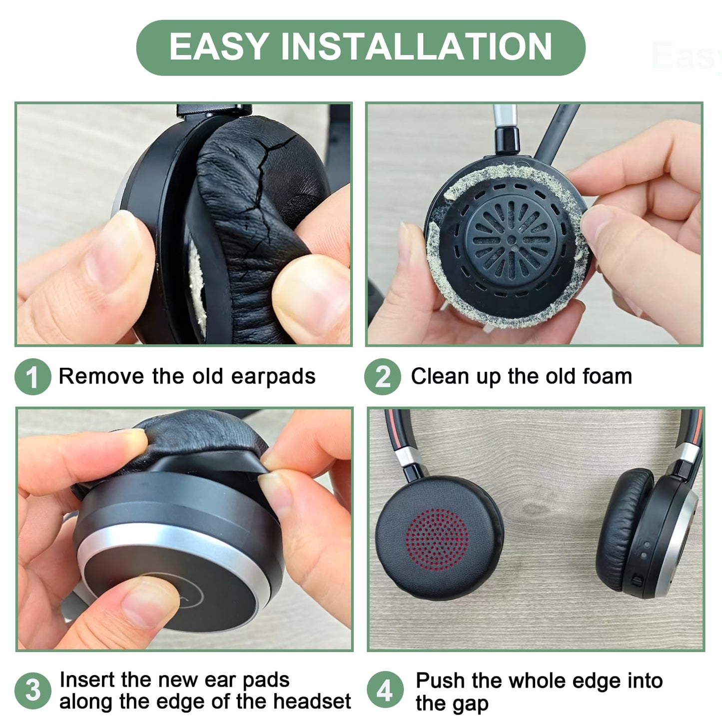 Replacement Ear Pads for Jabra Headset Earpads Ear Cushions Compatible with Jabra Evolve 65/65UC/MS, 40/40UC/MS, 30/30II/30US, 20/20SE/UC/MS