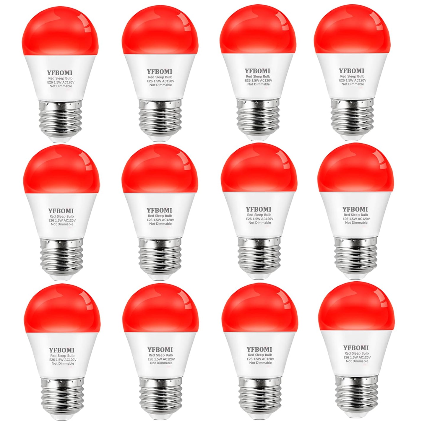 Red Light Bulbs for Sleep, A15 1.5W (15W equivalent), 100% Blue Light Blocking 630nm Red LED Bulbs, 120V E26 Base Low Wattage Bulbs,for Bedroom Sleep