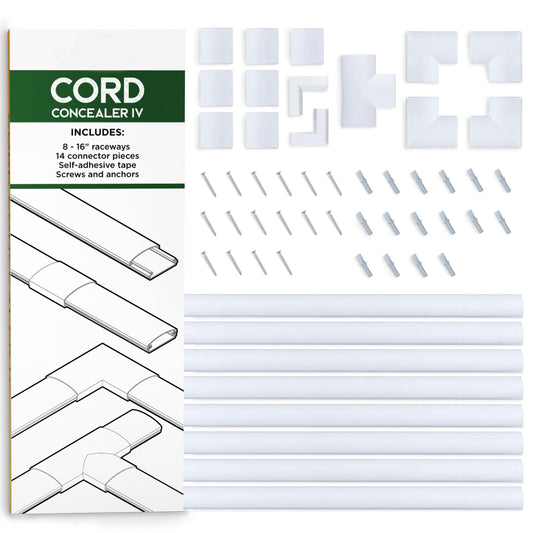 Cord Organizer Kit- Sliding Cable Management-Covers for Hiding Power Cords or Wires, Wall Mounted TV Cables in Home or Office by SimpleCord