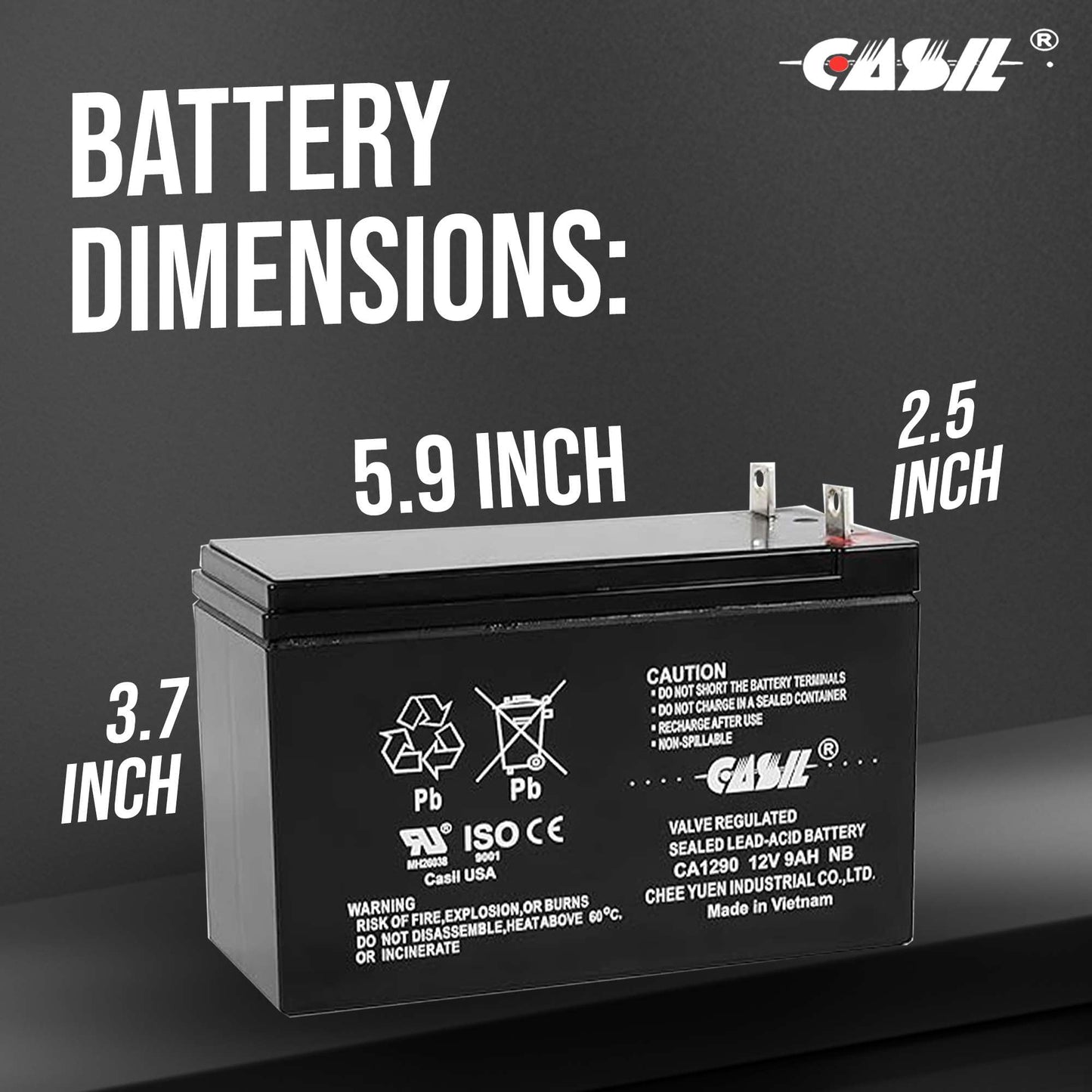 Casil ML9-12NB - 12 Volt 9 AH Rechargeable SLA Battery Battery Backup Battery