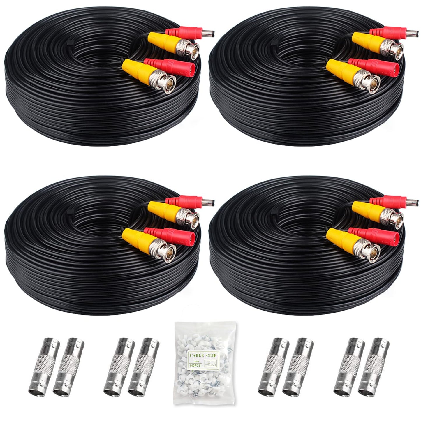 WildHD 4x200ft BNC Cable All-in-One Siamese Video and Power Security Camera Cable Extension Wire Cord with 2 Female Connectors for All Max 5MP HD CCTV