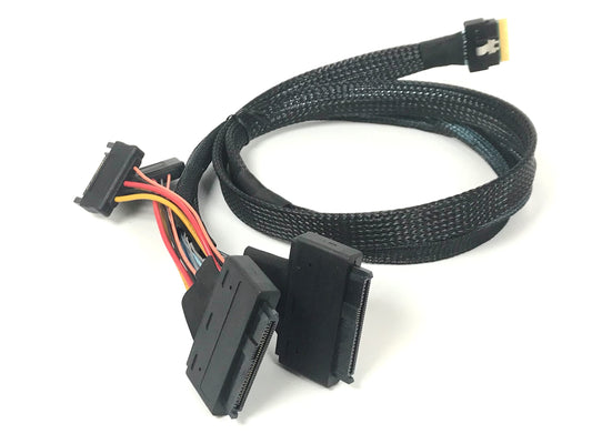 Micro SATA Cables| SlimSAS 8i to Dual U.2 Connector Cable with Power 50cm