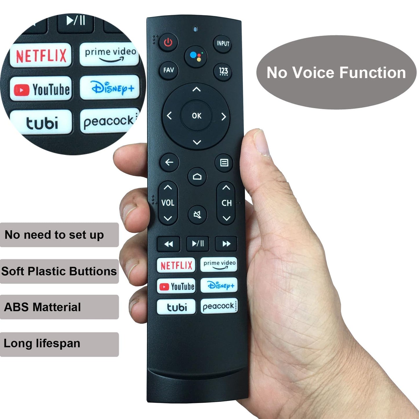 Replacement Remote Control ERF3A90 for Hisense Android Smart TV 75U9DG 55U8G 65U8G 55U7G 65U7G 75U7G 55U78G 65U78G 75U78G [ No Voice Function]