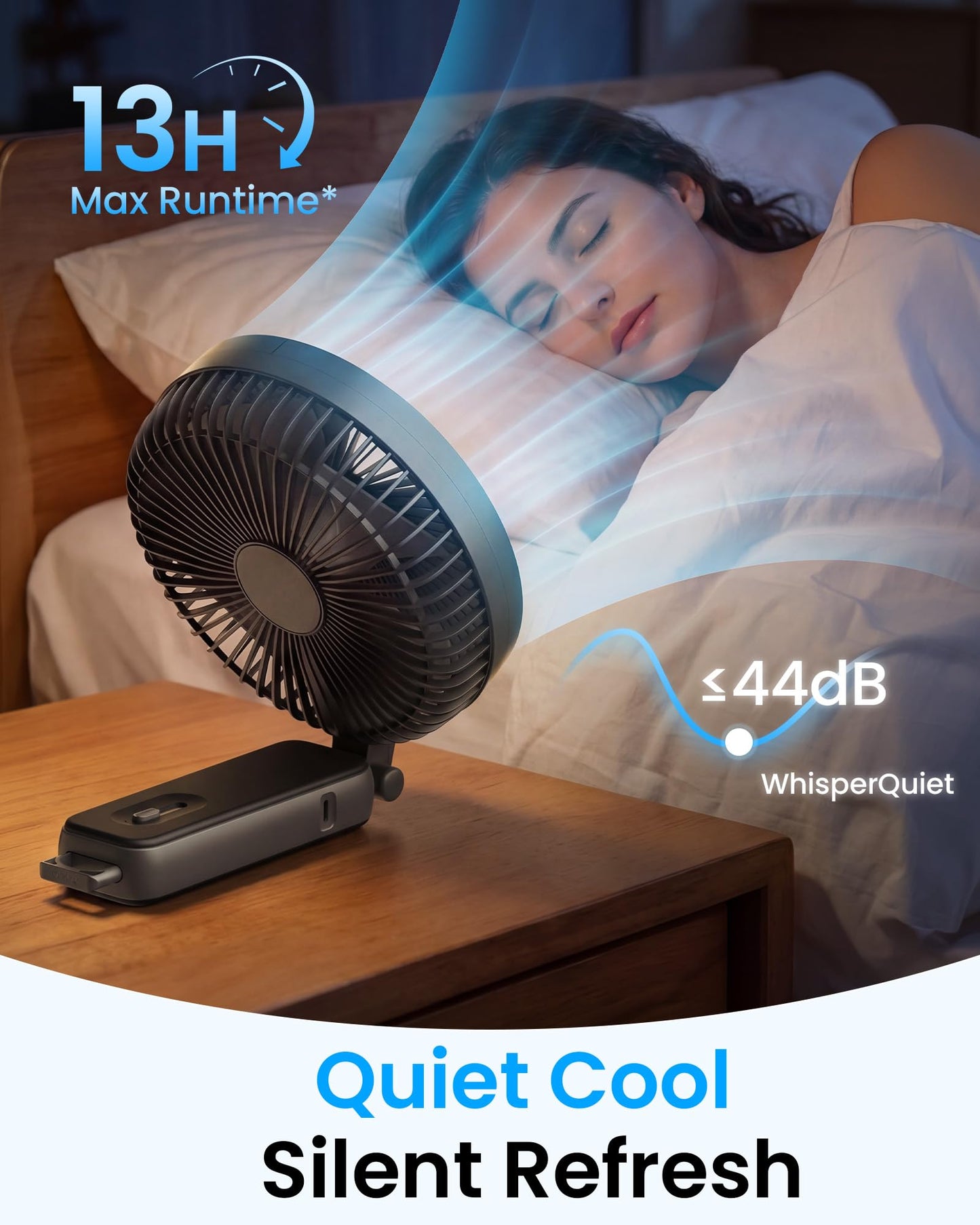 Novauxlume 6 Inch Handheld Fan Rechargeable, Portable Hand Fan with 6000mAh Batteryand Phone Charging, Quiet Powerful Personal Fan for Travel