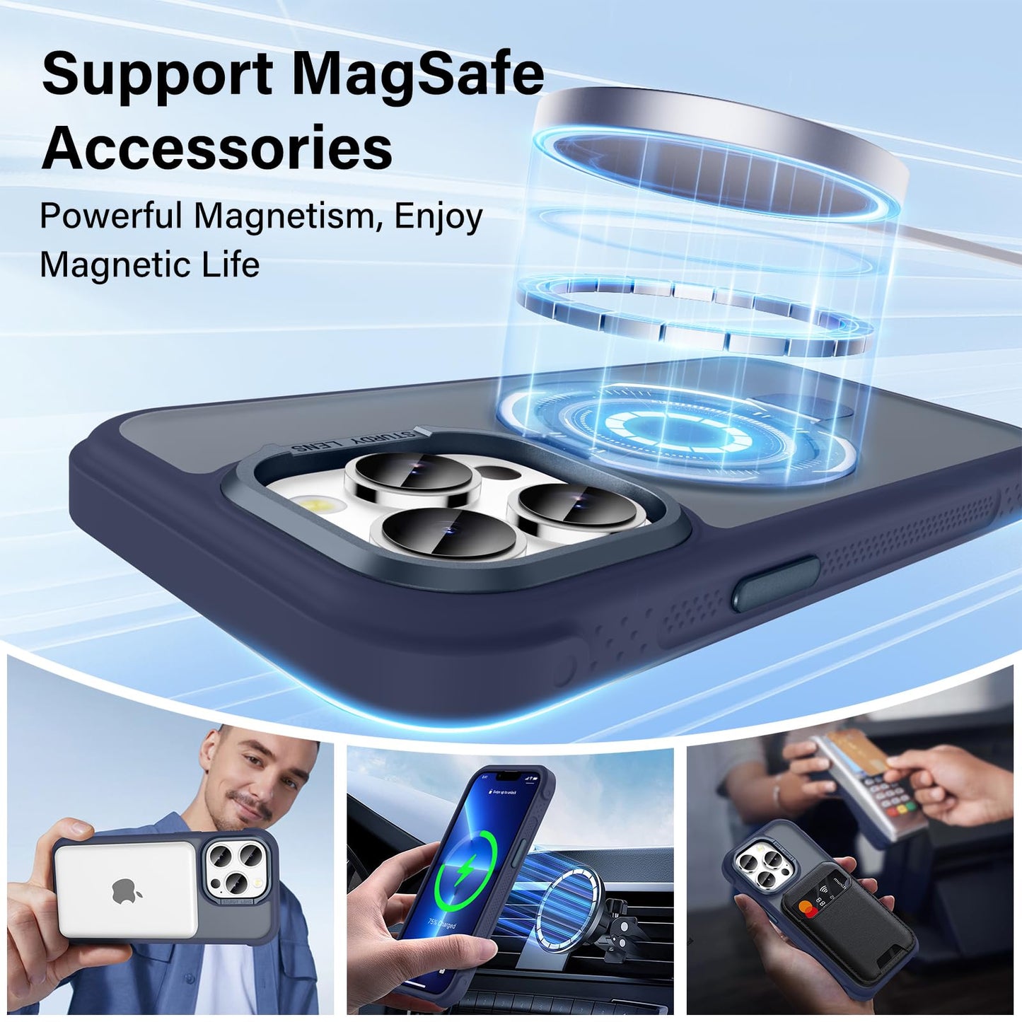 Lufanbis Designed for iPhone 13 Pro Case with Magnetic Stand, [Certified Drop Protection][Great Grip Feeling] Matte Translucent Back Slim Shockproof
