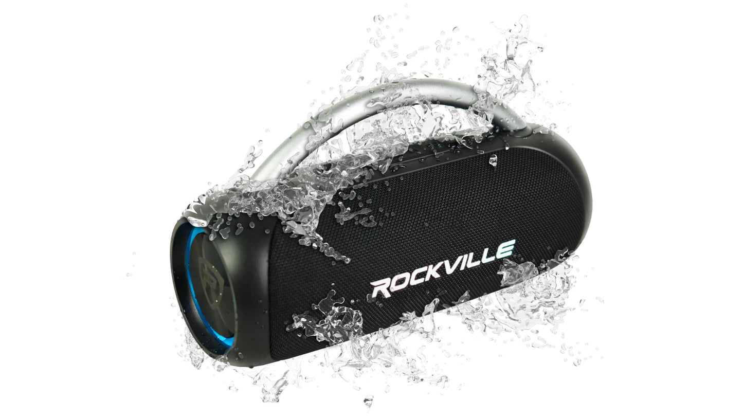 Rockville RPB-D3 30W Portable Bluetooth Speaker, Water Resistant, TWS Pairing, LED Lights, Long Battery Life, Perfect for Parties and Outdoor