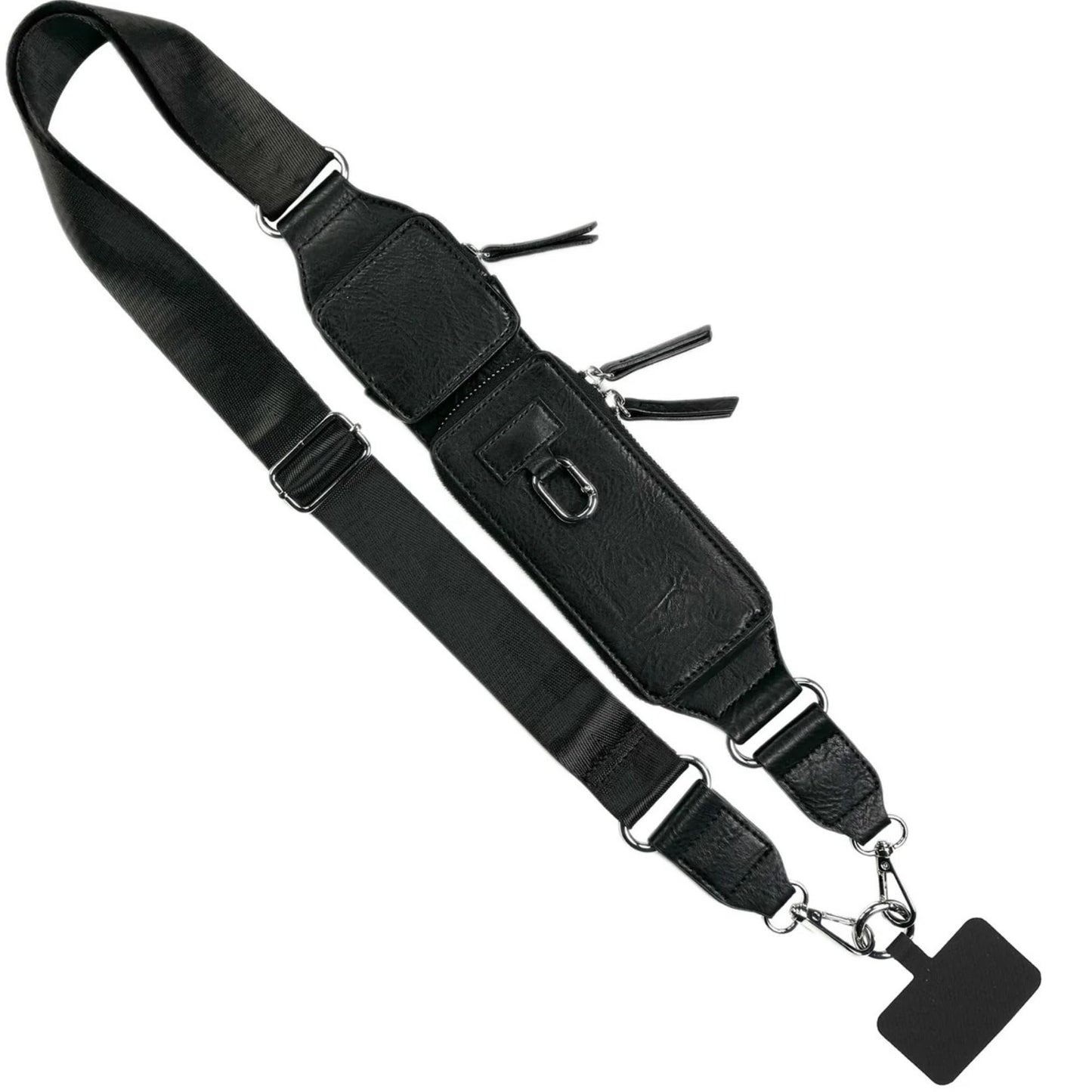 Save the Girls Zip & Clips Phone Lanyard Crossbody with Wallet for Women (Black) - Stylish and Lightweight Vegan Leather Phone Strap, Hands-Free