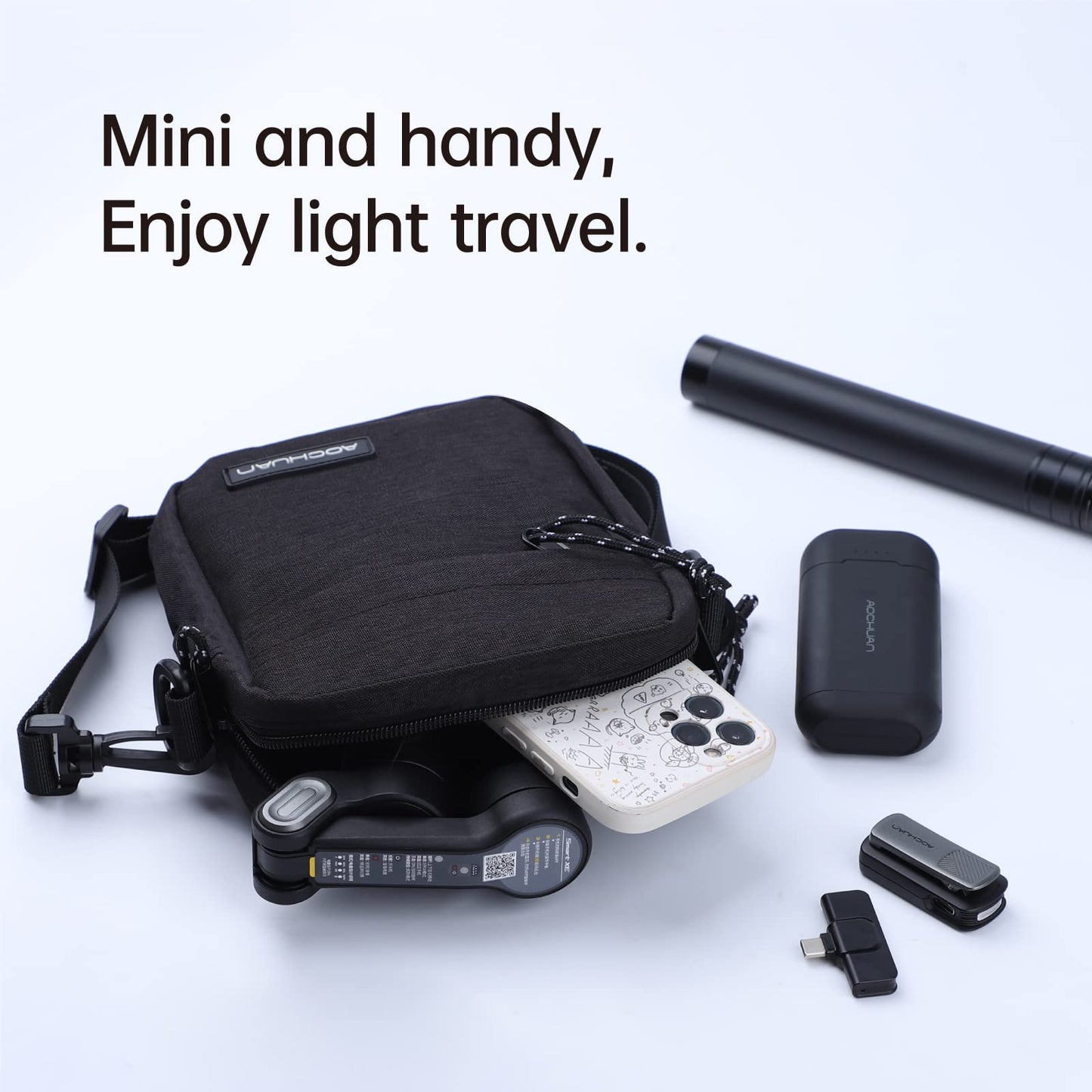 AOCHUAN B20 Camera Bag Gimbal Storage Sling Bag for Camera, Lens, 3-Axis Gimbal Stabilizer & Camera Accessories, with Compartment Insert, Mesh
