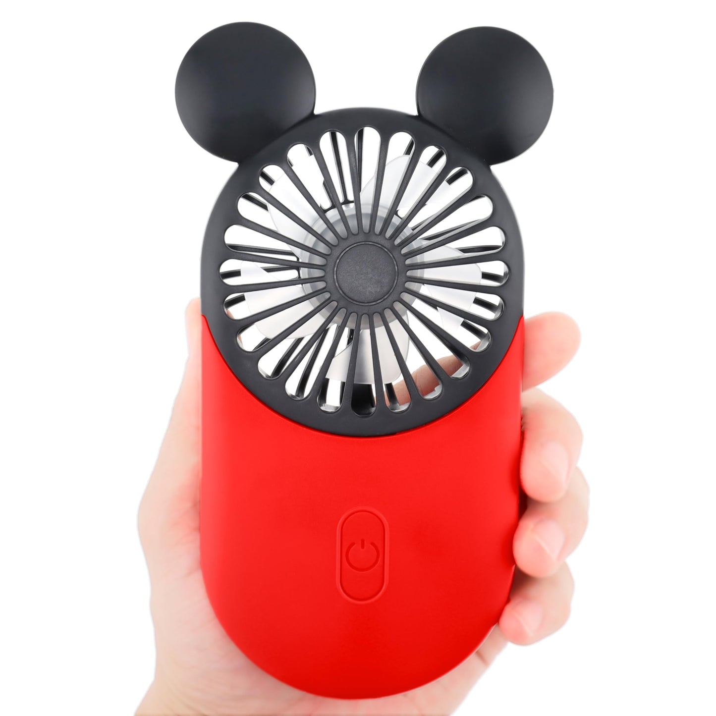 Kbinter Cute Mouse Handheld Fan, Rechargeable Personal USB Mini Fan(Red)