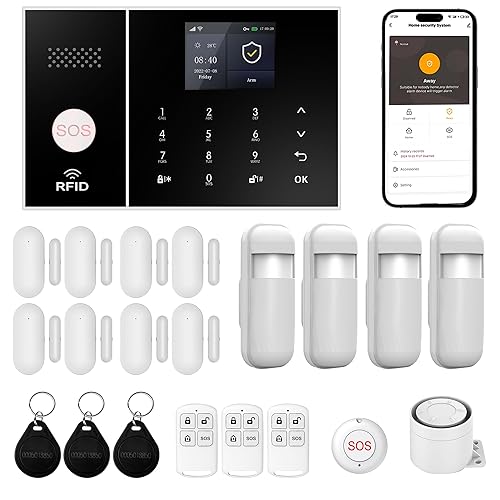 XUK Home Security System, Smart Home Alarm System with Door & PIR Motion Sensor, Compatible with Alexa/Google Home, Easy Installation Home Security