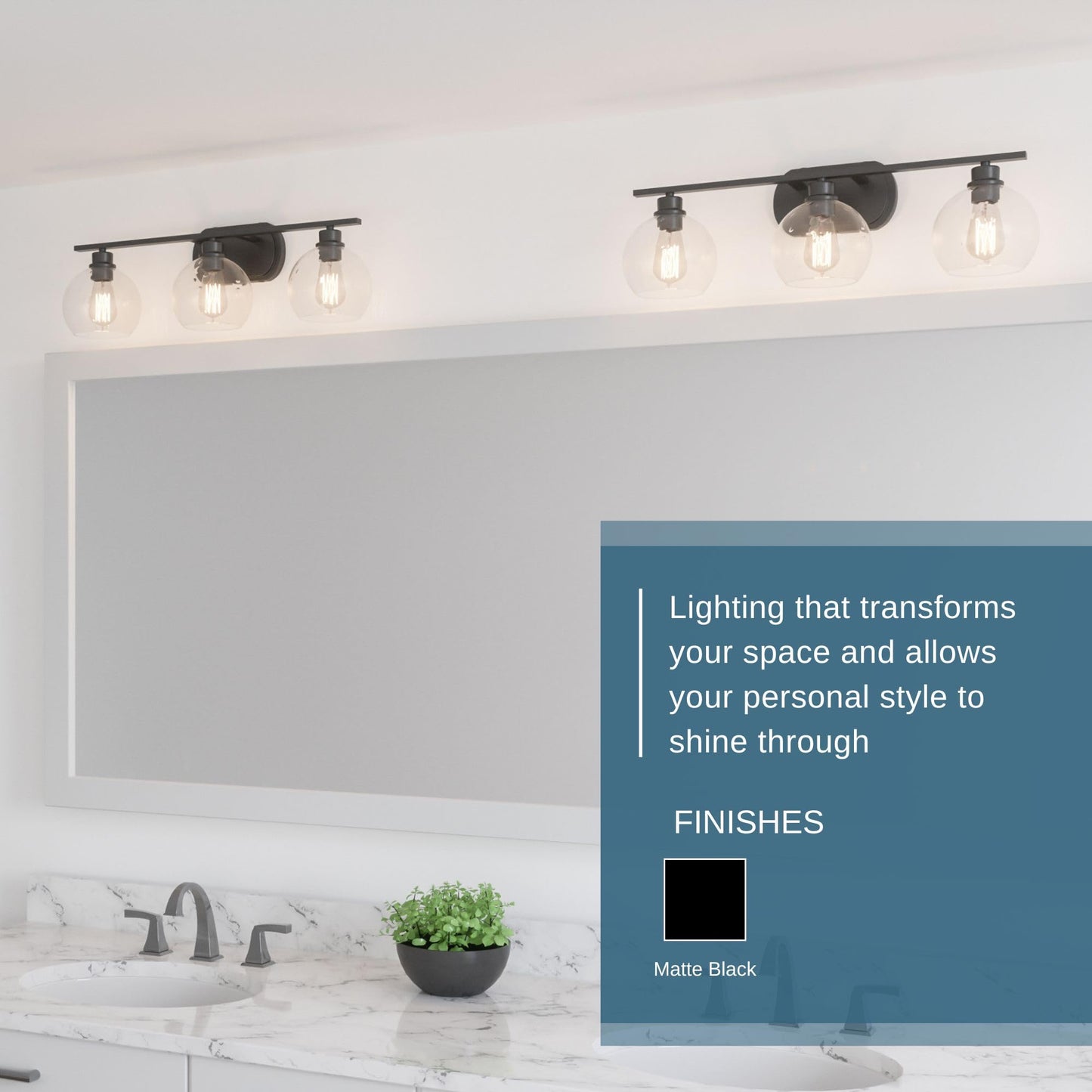 Quoizel Pruitt Transitional Vanity Lights, 26.25 Inch 3-Light Matte Black Bathroom Lighting Fixtures Over Mirror, Wall Mount Light for Bathroom