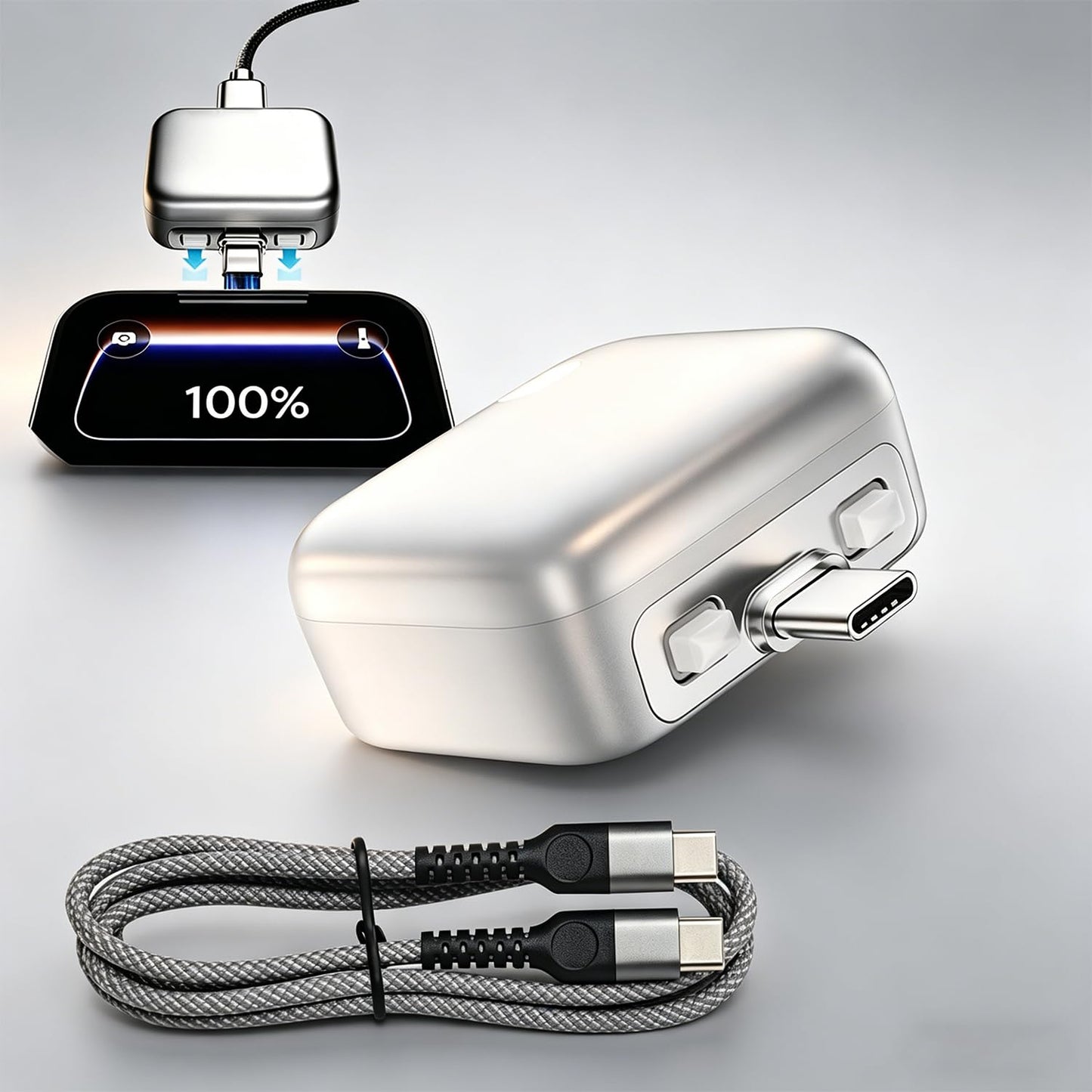 Smart Auto Stop Charging Adapter with USB-C Cable, Auto Cut Off Fast Charger Cable Intelligent Charging Full Disconnect Protector Charged Battery