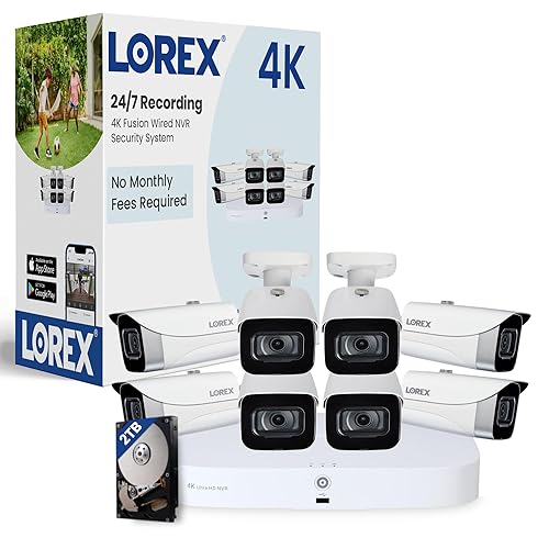 Lorex Fusion 4K Security Camera System w/ 2TB NVR - 8 Channel PoE Wired Home Security System w/Metal Bullet Camera - Color Night Vision, Privacy