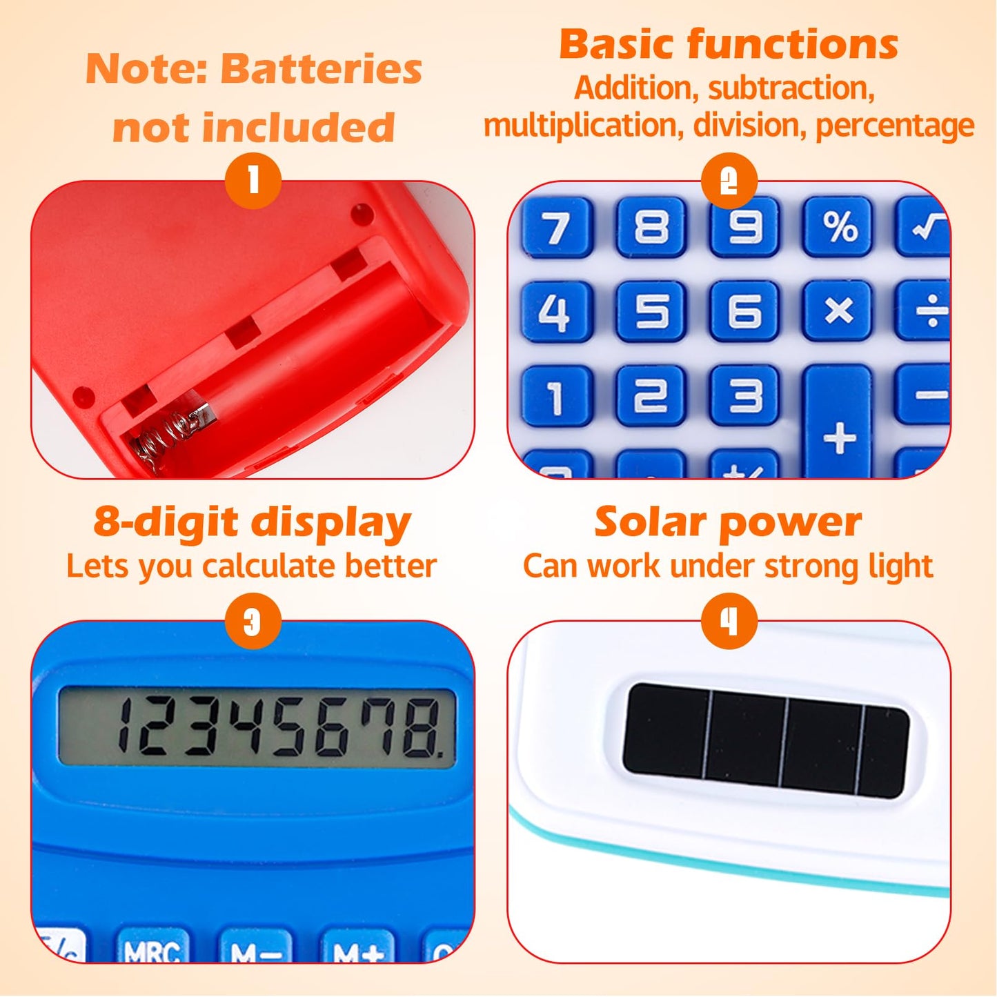 Gabotrie 48 Pcs Pocket Calculator,8 Digit Display Solar Battery Dual Power Desktop Calculators,Pocket Size Basic Calculators,Mini Calculator