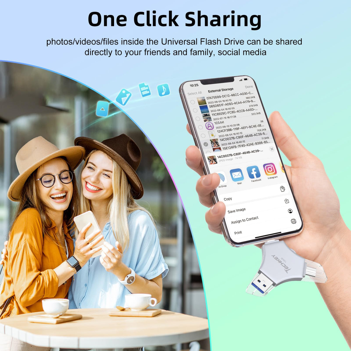 MFi Certified USB 3.0 Flash Drive 128GB for iPhone, 3in1 External Memory Photo Keeper Storage Stick for Picture/Video/Data Saver/Backup, High Speed