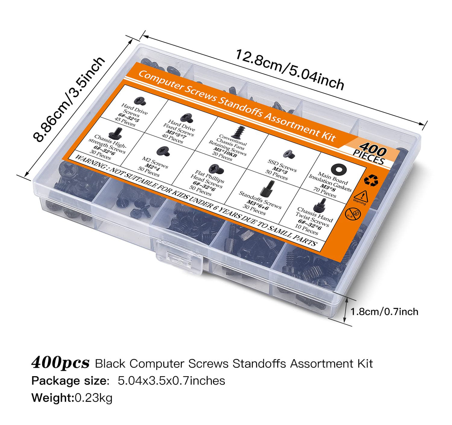 400PCS Motherboard Standoffs Computer Screws Assortment Kit for Motherboard PC Fan HDD Power Supply SSD Hard Drive Graphics PC Case, Motherboard