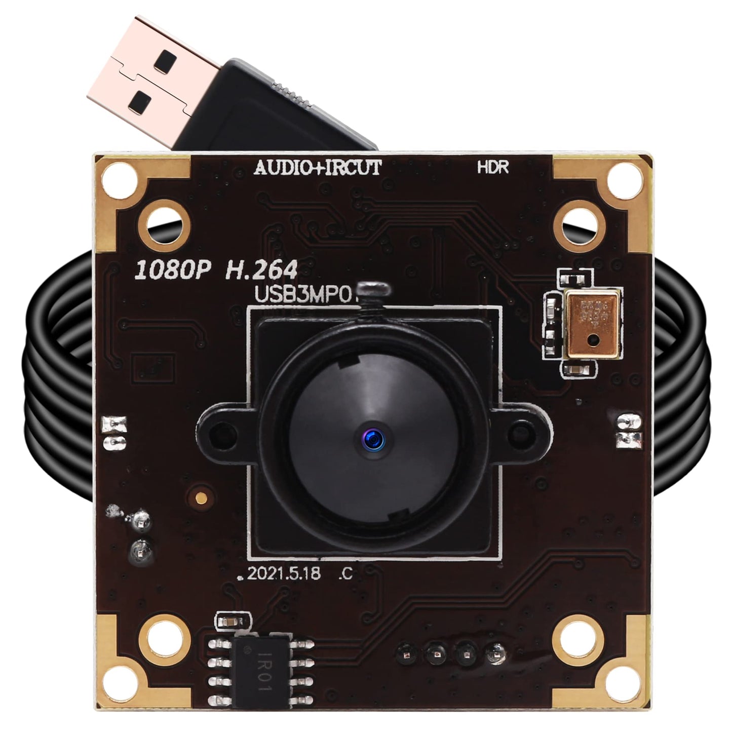 ELP USB Camera WDR H.264 3megapixel 1536p Camera Module for Computer,3mp AR0331 Camera Module with Microphone Mini UVC USB2.0 Webcam Board,WDR 100db