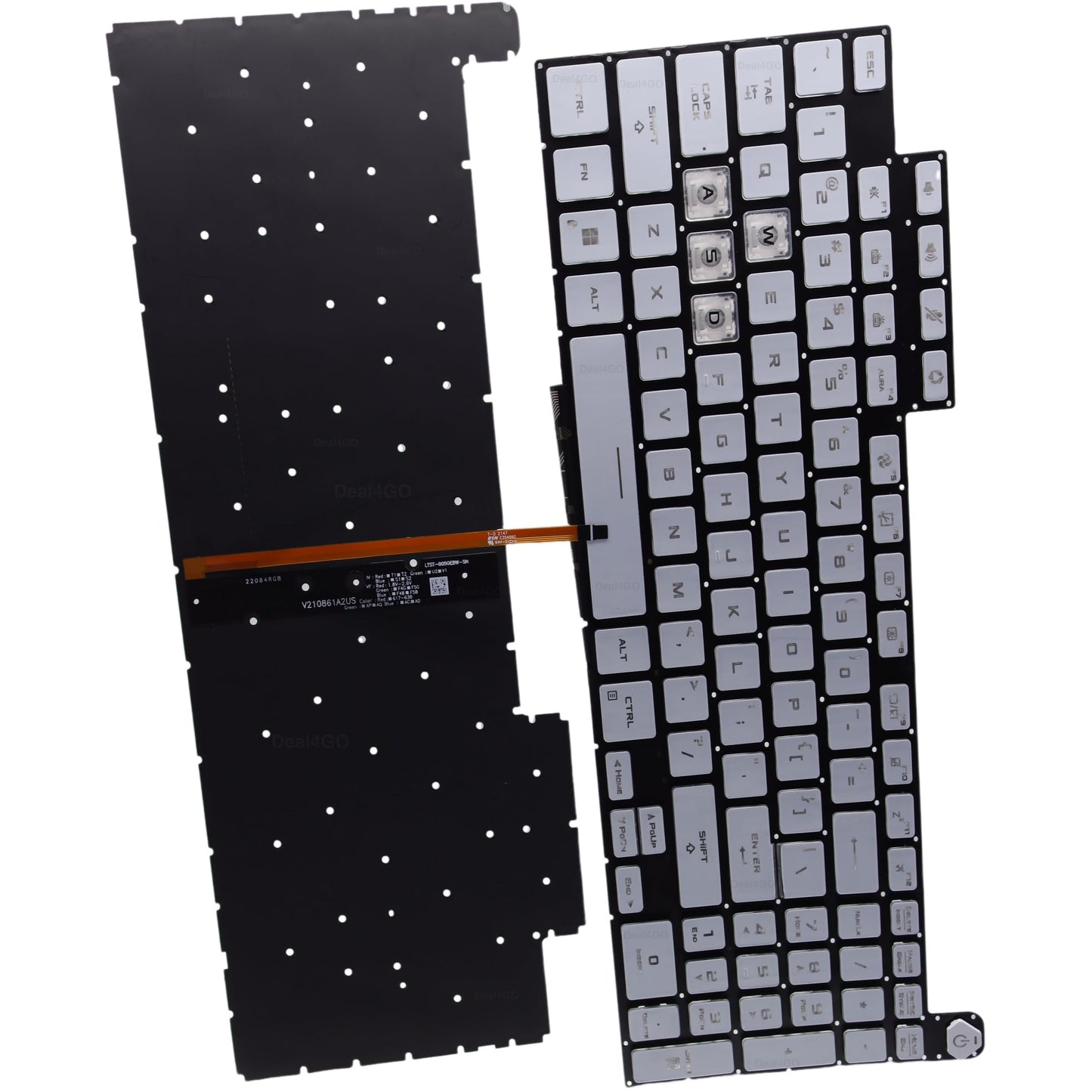 Deal4GO RGB Colorful Backlit Keyboard Replacement for ASUS FX507 FA507 FX707 FA707 TUF507 TUF707 FX577 - White Special
