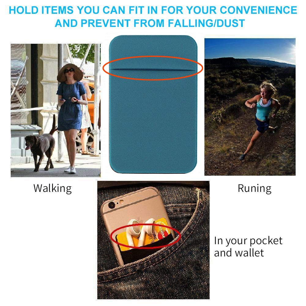 3Pack Cell Phone Card Holder for Back of Phone,Stretchy Stick on Wallet Pocket Credit Card ID Case Pouch Sleeve Self Adhesive Sticker for iPhone