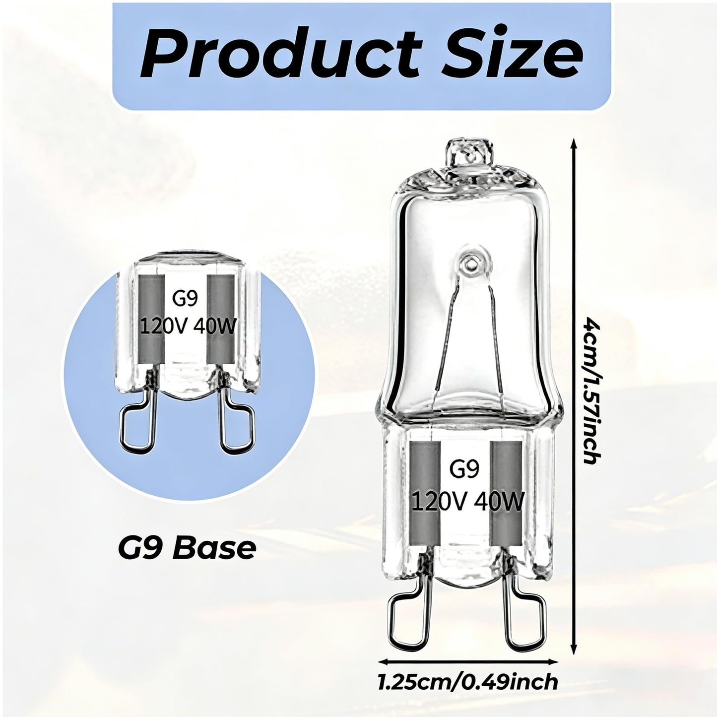 Hujnagh 4 Pcs WB25T10102 Lamp Halogen Bulb G9 40W 120V, High Temperature Resistant Oven Light Bulb Replacement for Microwave Range Hood Stove, G9