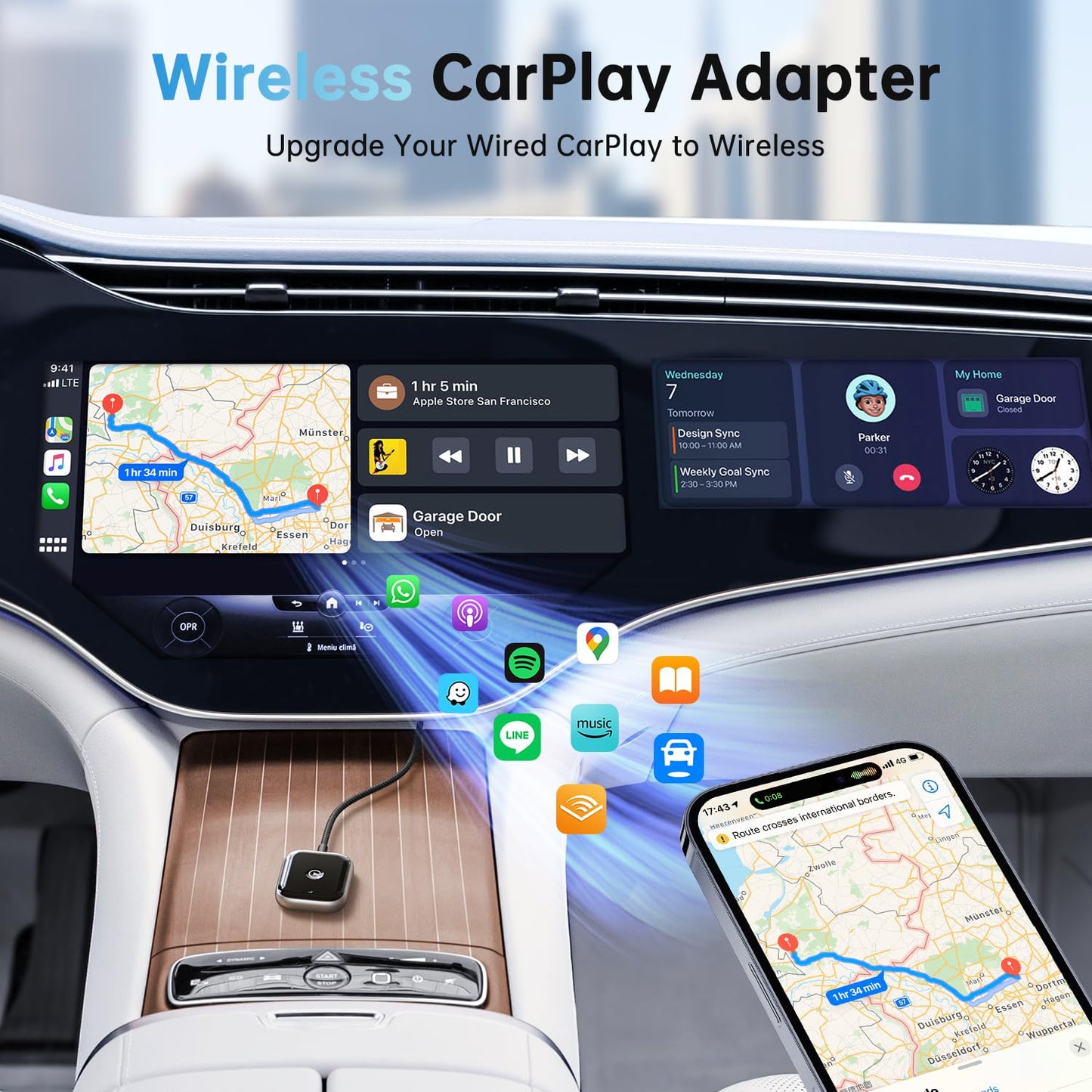 Wireless CarPlay Adapter for Apple CarPlay, Easy to Upgrade Wired CarPlay to Wireless, Instant Connectivity, Super Mini Car Play Dongle for iPhone Fit