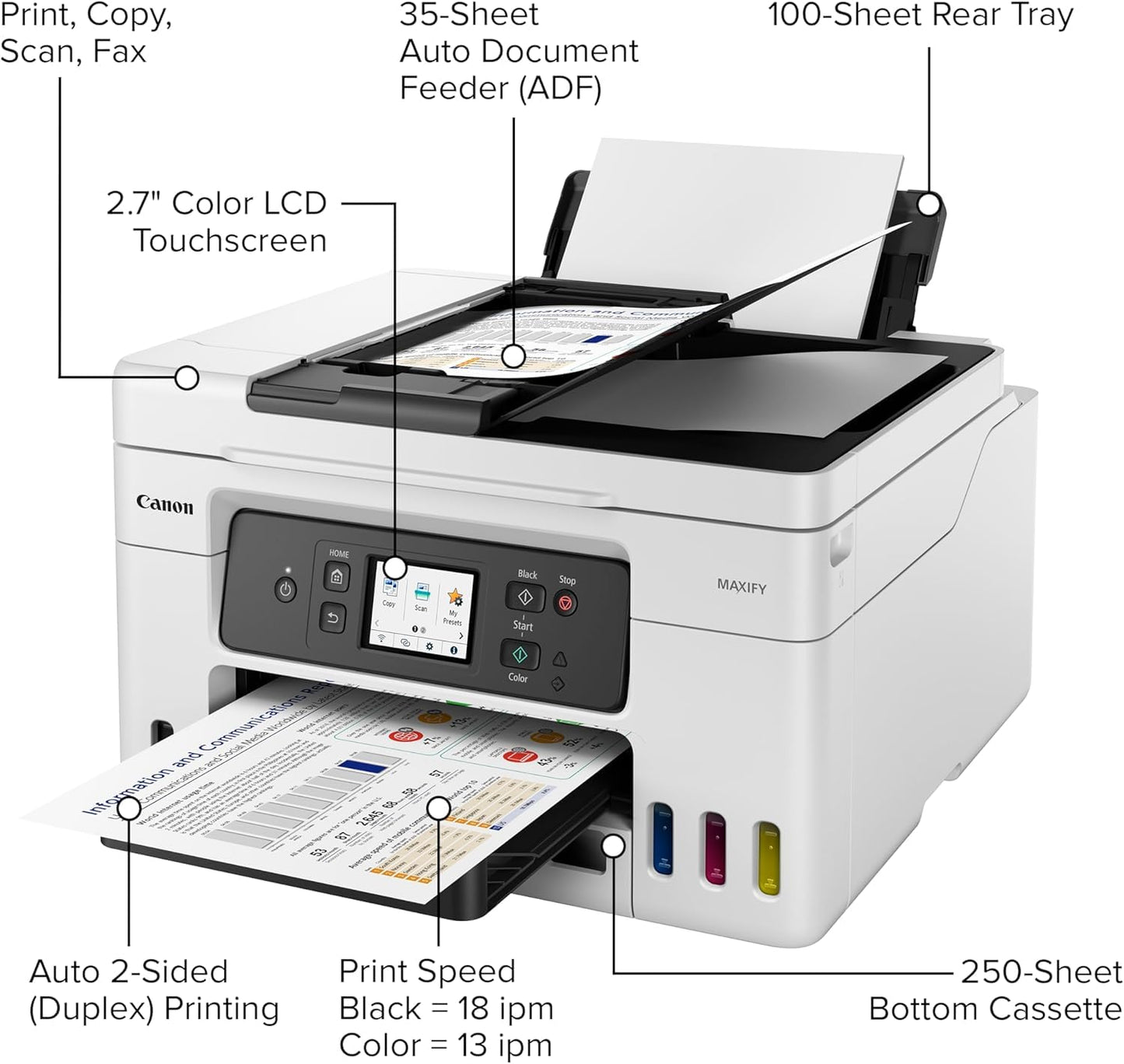 Canon MAXIFY GX4020 All-in-One Printer with 2-Years Ink Included for Home Office, Small Business, Labels and Efficient Wireless Printing (5779C002) +