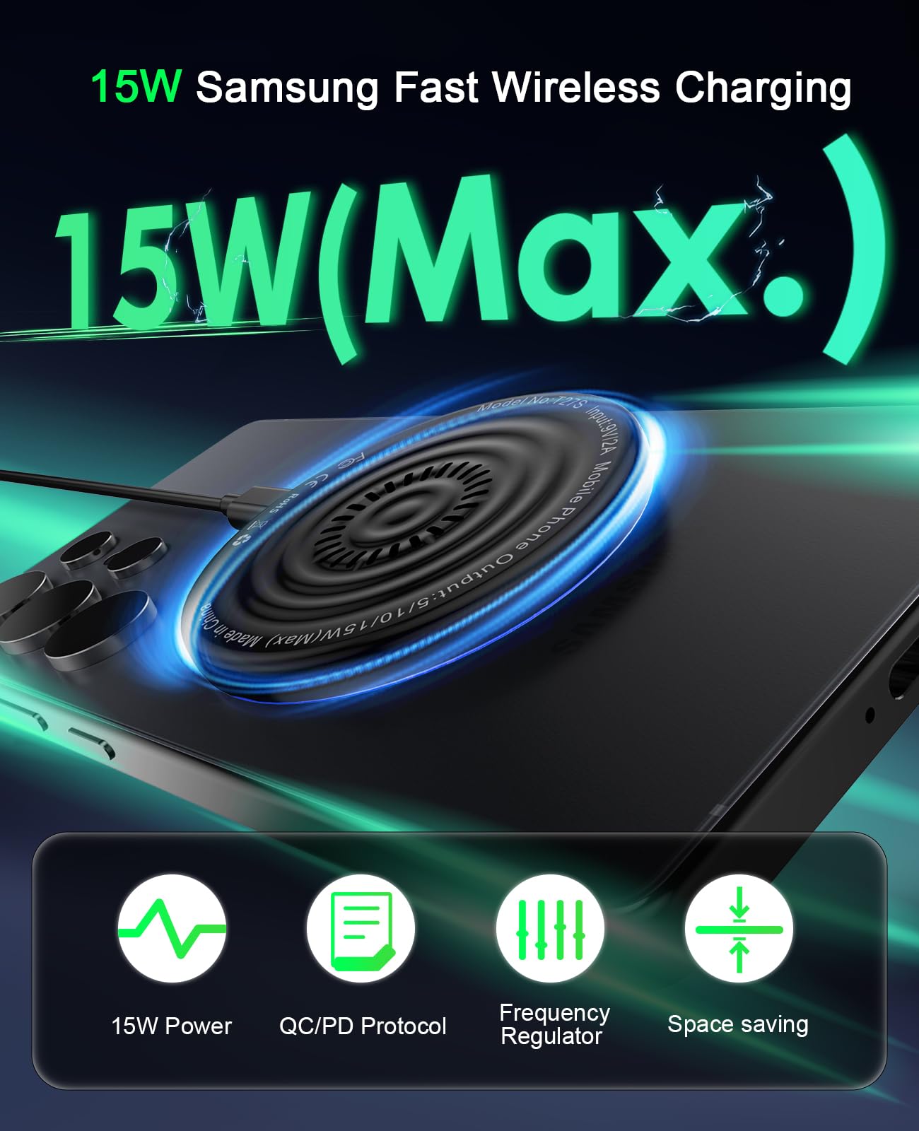 Wireless Charger 2Pack 6FT 15W Samsung Magnetic Wireless Charger Fast Charging Pad for Samsung Galaxy S26 S25 Ultra/S24 FE/S23 Ultra/S22/S21/Z Google