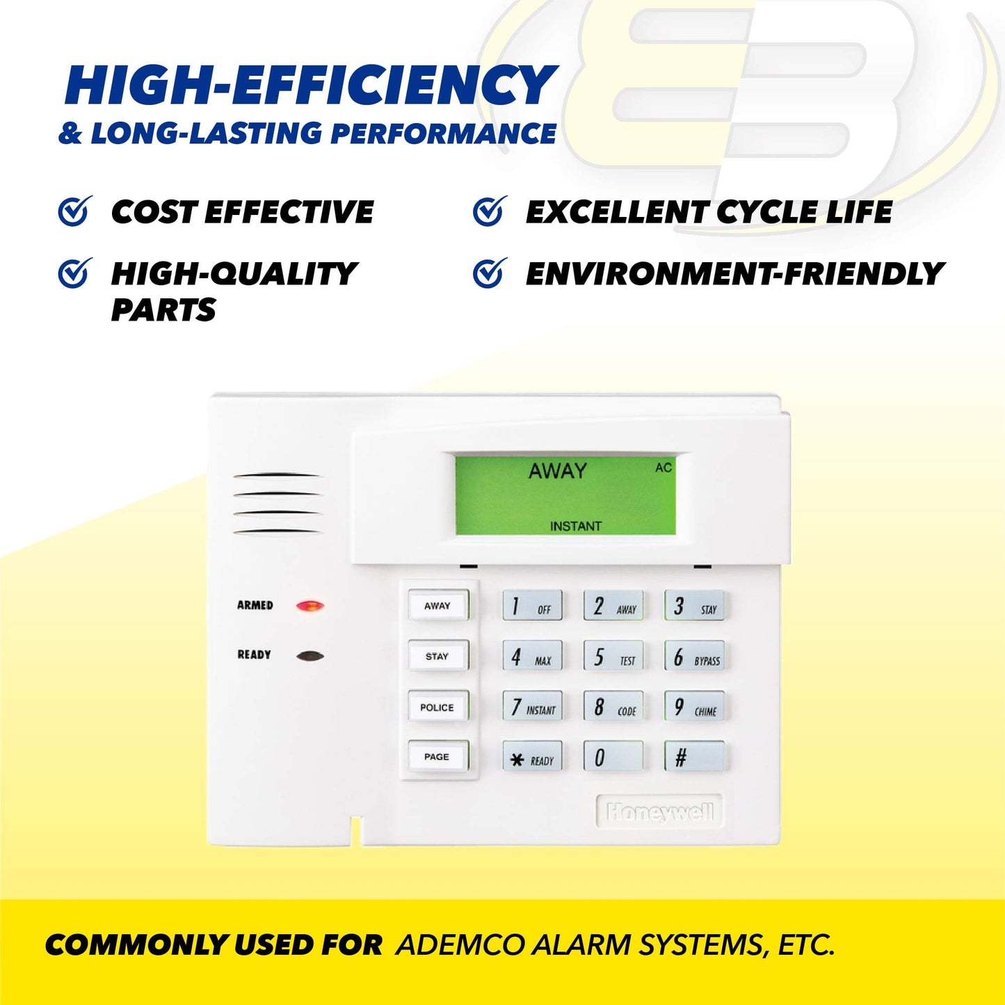 Exell Battery 7.2V 1000mAh NiCD Back-Up Battery for Security Alarm Systems Walynx-RCHBSC, RCHB-SC,C8-B33, MS104, EBC-70, EBC-70-800