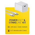 Scosche 30W USB C Charger Block and Braided 8ft USB-C Charging Cable, Fast Charging Type C Wall Charger Compatible with Apple iPhone Air, iPhone