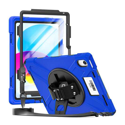 CODi Rugged iPad 11" (A16)/iPad 10.9" (10th Generation) Case with Screen Protector & Asset Tag Window-Blue | 360° Protection, Kickstand & Shoulder