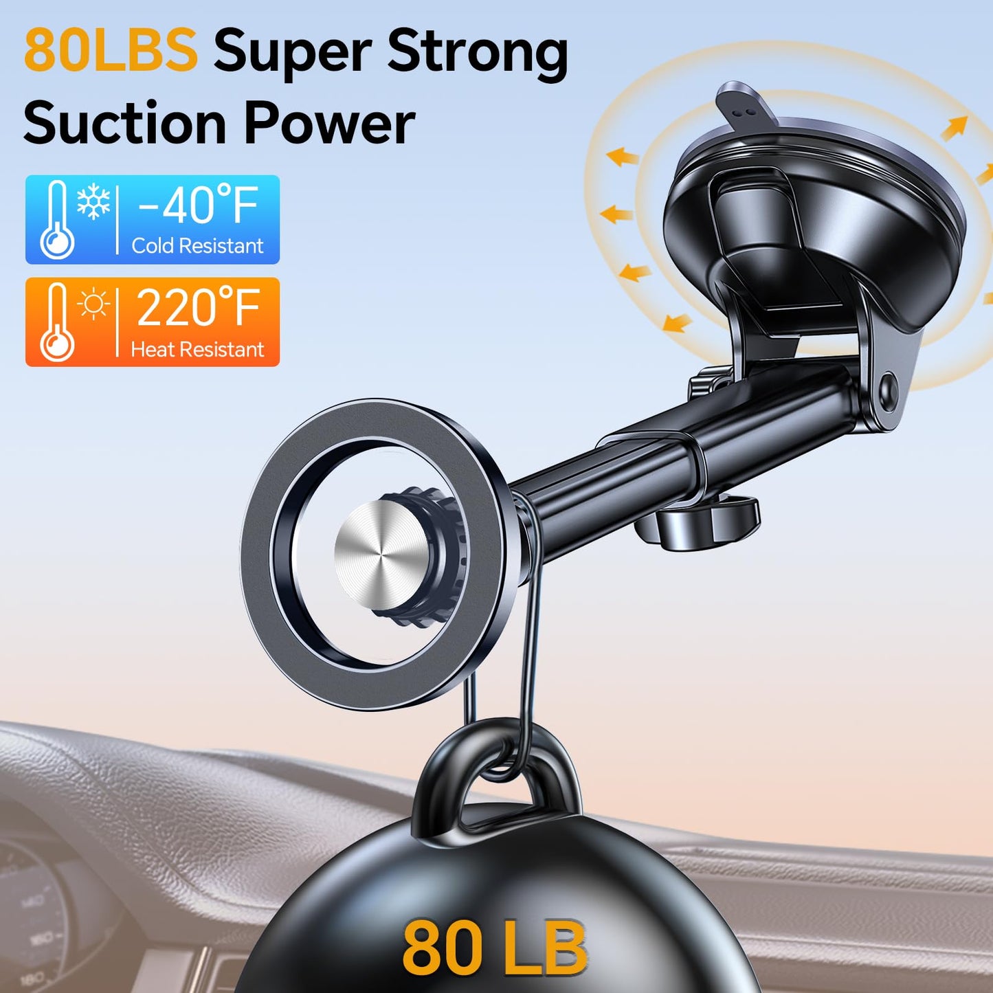 Coolpow for MagSafe Car Mount?Windshield+Vent+Dash? Magnetic Phone Holder for Car Phone Holder Mount Cell Phone Holders for Your Car Accessories
