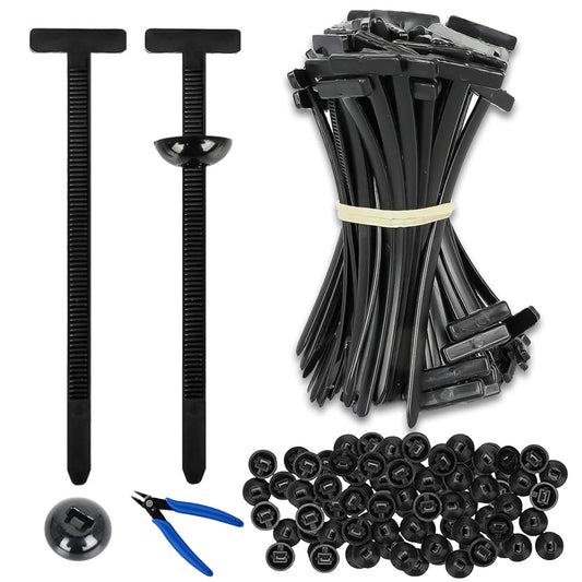 100PCS Nylon Universal Cable Tie Buckle Zip Tie, Multipurpose Self Locking Zip Tie Clips with Pliers for Car Fender, Engine Cover, Mudguard Fastener