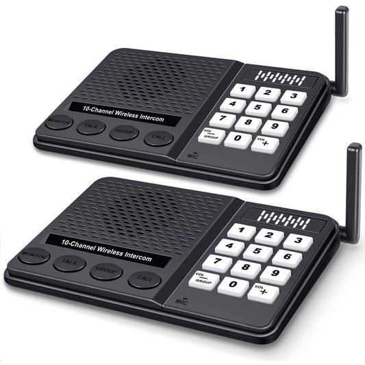 Intercoms Wireless for Home - 10 Channel 3 Privacy Code Wireless Intercom System for Home House Business Office - GLCONN 1.1 Mile Range Room to Room