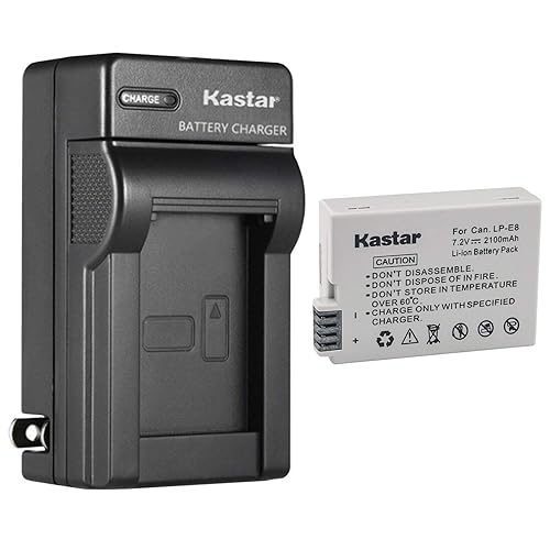 Kastar 1-Pack Battery and AC Wall Charger Replacement for Canon LP-E8 LPE8 Battery, Canon LC-E8E Charger, Canon BG-E8 Grip, Canon EOS Rebel T2i, EOS