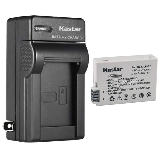Kastar 1-Pack Battery and AC Wall Charger Replacement for Canon LP-E8 LPE8 Battery, Canon LC-E8E Charger, Canon BG-E8 Grip, Canon EOS Rebel T2i, EOS
