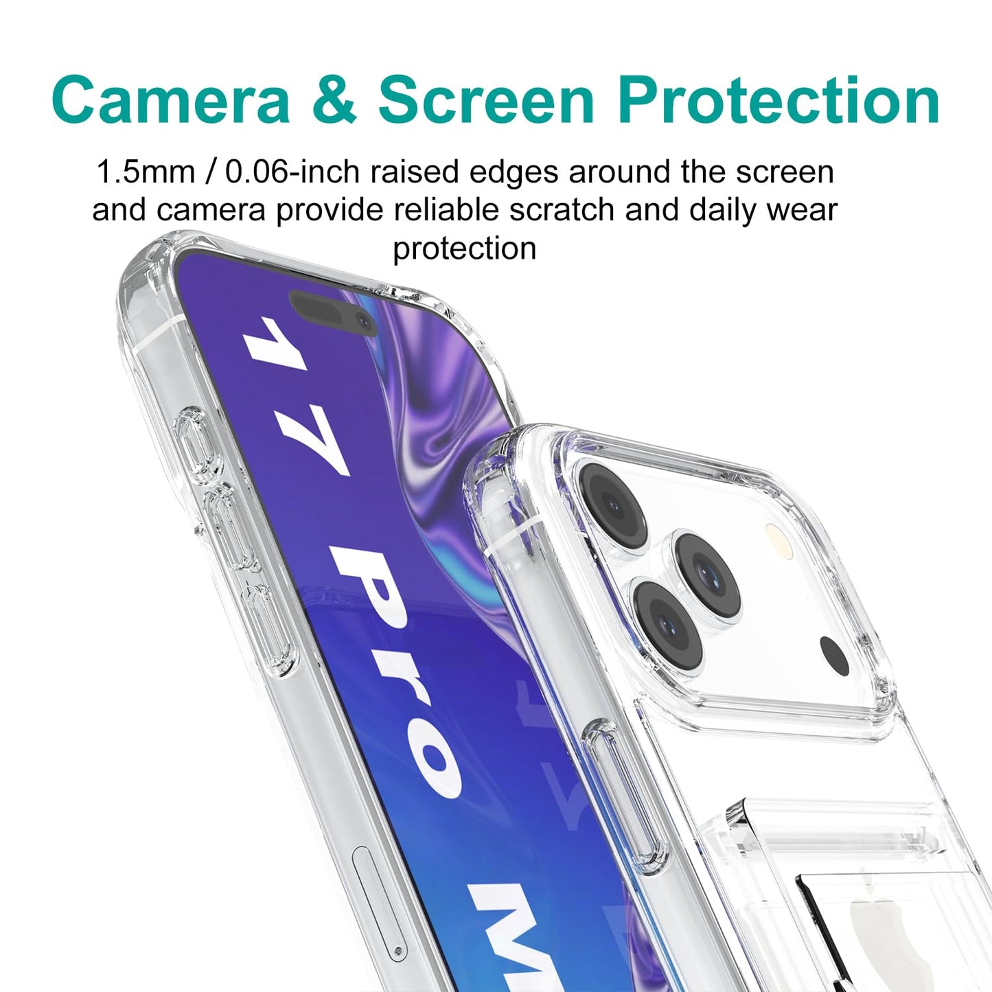 Wuwedo for iPhone 17 Pro Max Clear Slim Wallet Case, Holds 1-2 Cards, Anti-Yellowing, Hybrid Protective Phone Case with Card Holder, 6.9" 2025