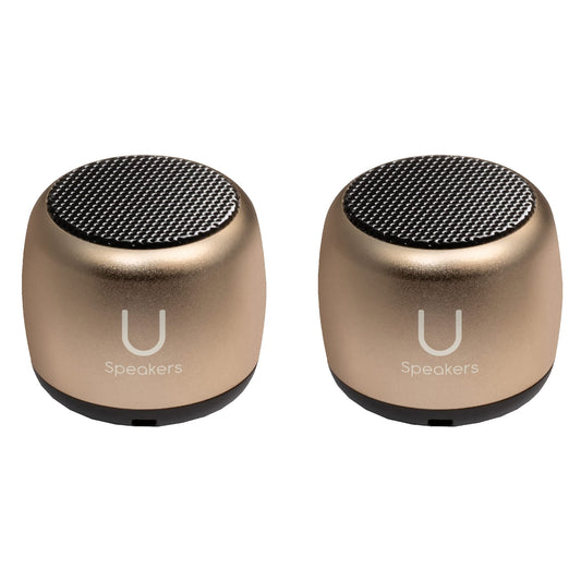 Fashionit U Speakers Micro Bluetooth Computer Speaker 2-Pack Bundle with Matching Speaker, Built-in Mic & Selfie Remote Control, for Workspace