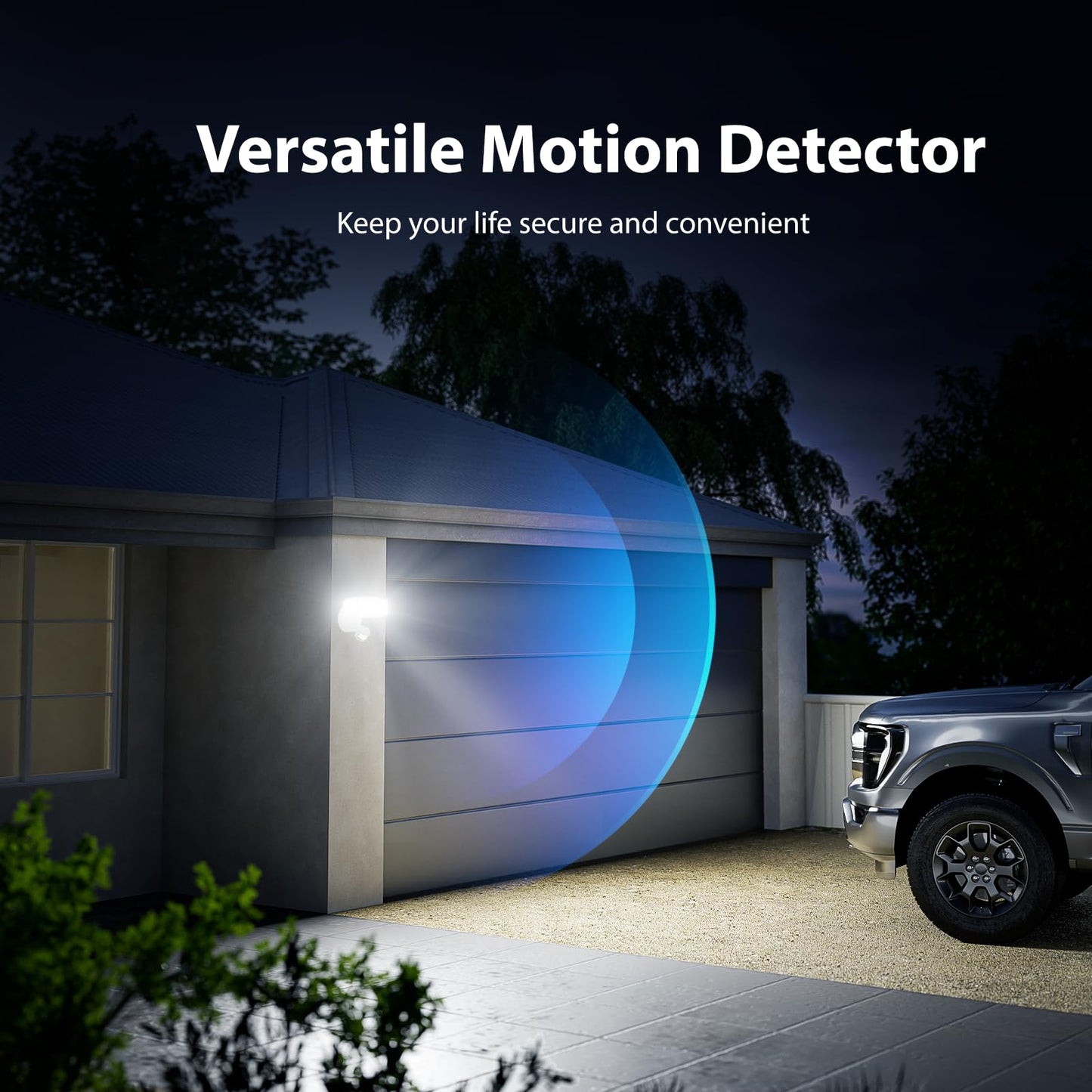 Onforu 75W LED Flood Light Motion Sensor Outdoor, 7000lm Dusk to Dawn Flood Light, Security Light with Three Head, IP65 Waterproof Exterior