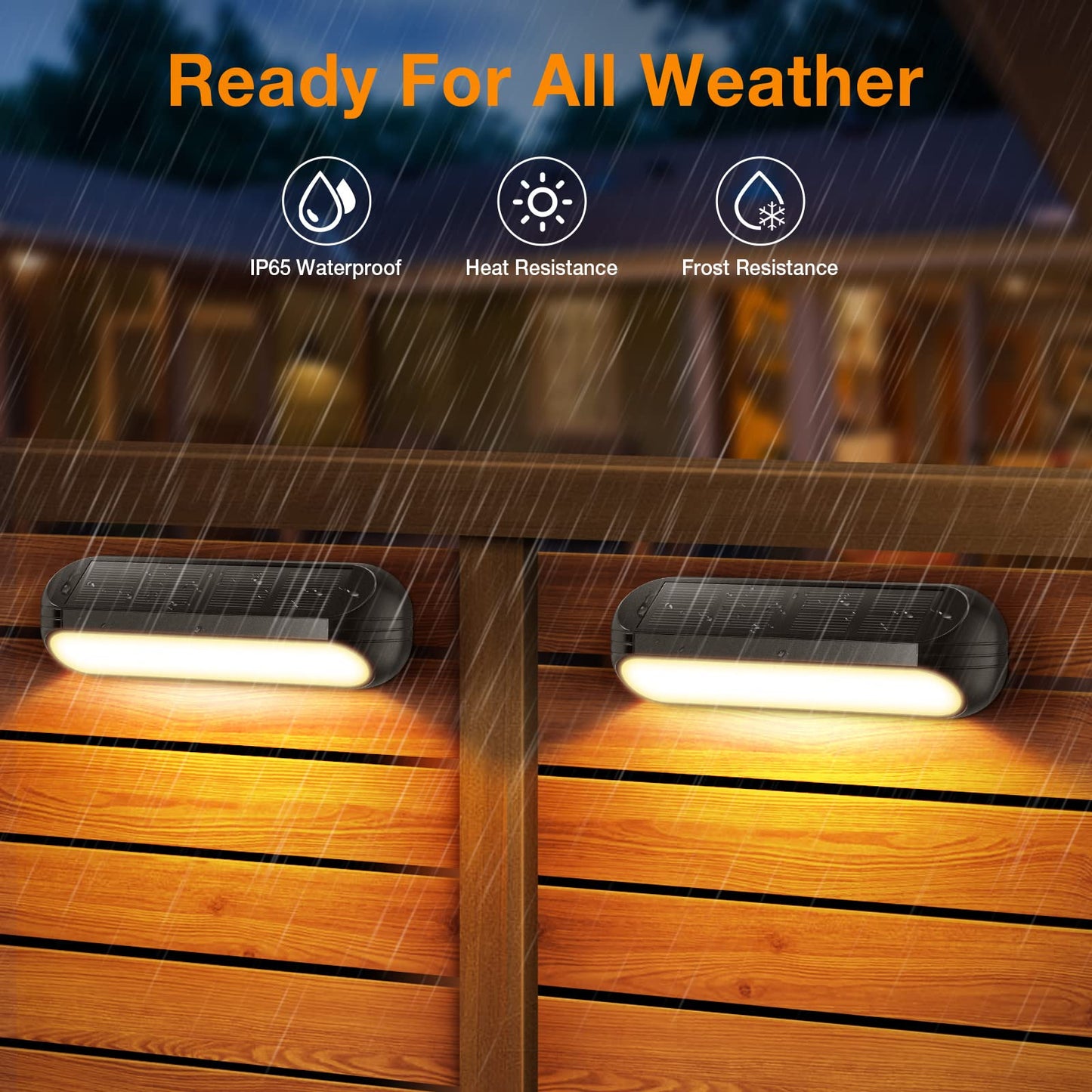 Ahaorigin Solar Outdoor Lights for Deck 4 Pack, Upgraded RGB Solar Fence Lights with Color Changing & Warm White Mode, Waterproof LED Solar Powered