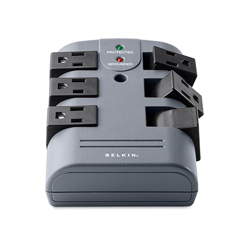 Belkin Power Strip Surge Protector - 6 Rotating AC Multiple Outlets, Flat Pivot Plug - Heavy Duty Wall Outlet Extender for Home, Office, Travel