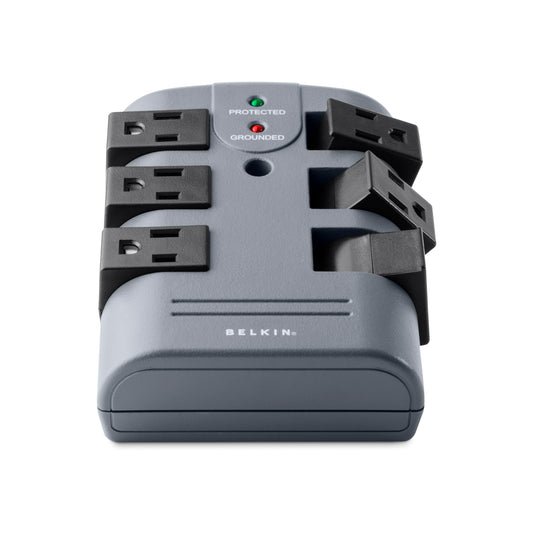 Belkin Power Strip Surge Protector - 6 Rotating AC Multiple Outlets, Flat Pivot Plug - Heavy Duty Wall Outlet Extender for Home, Office, Travel