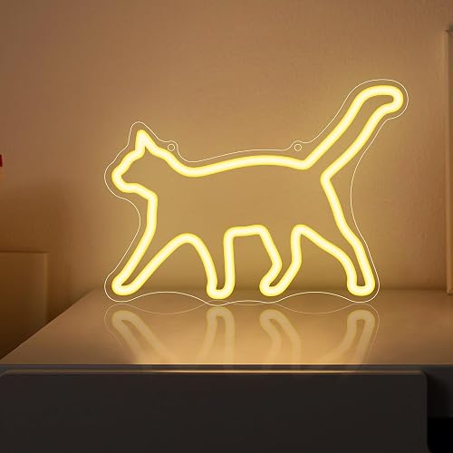 CoolGift Mart Cat Neon Sign, Cat Lamp Wall Decor, Dimmable Birthday Party Decorations for Home, Patio, Garden, Bars, Restaurants, Hotels, Stores