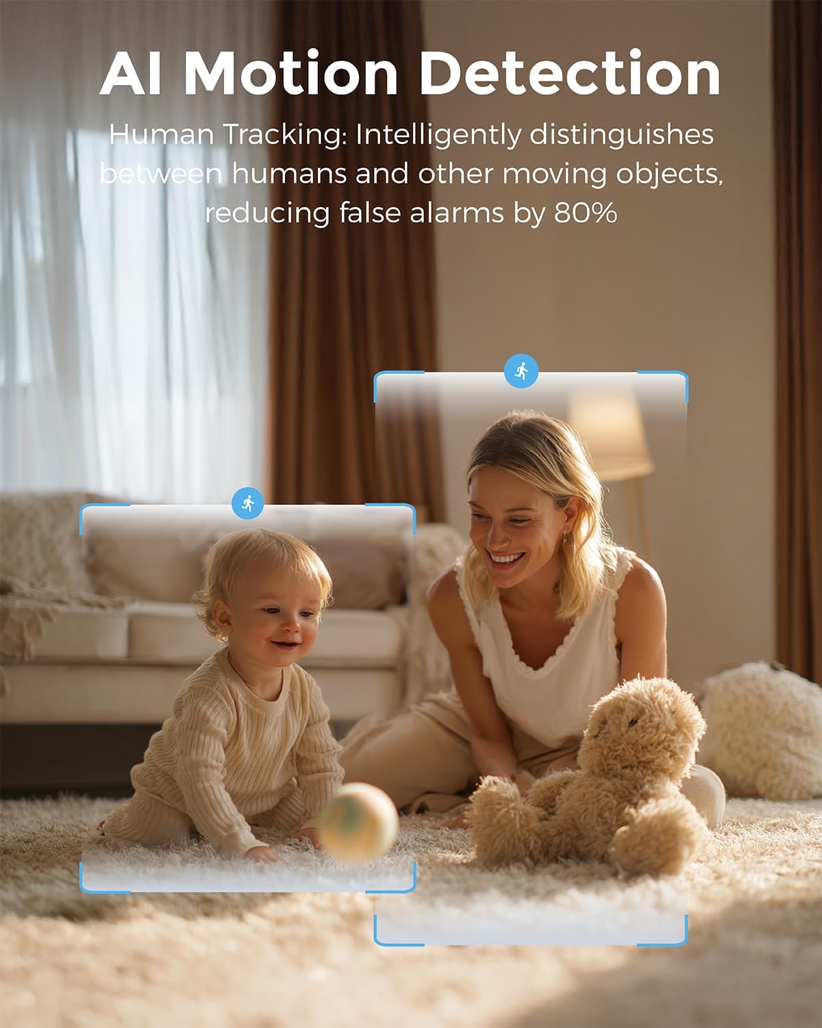 Devo Indoor Smart Cameras for Home Security 2K, 360 Pan-Tilt Human Pet Dog Baby Monitor Camera with Phone App, WiFi Home Camera Motion Detection