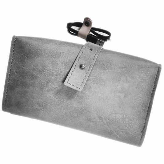 DUWUZEST Vintage leather Electronic organizer travel case,cord organizer travel, Leather charger shortage for essentials mouse, adapter, cables (grey)