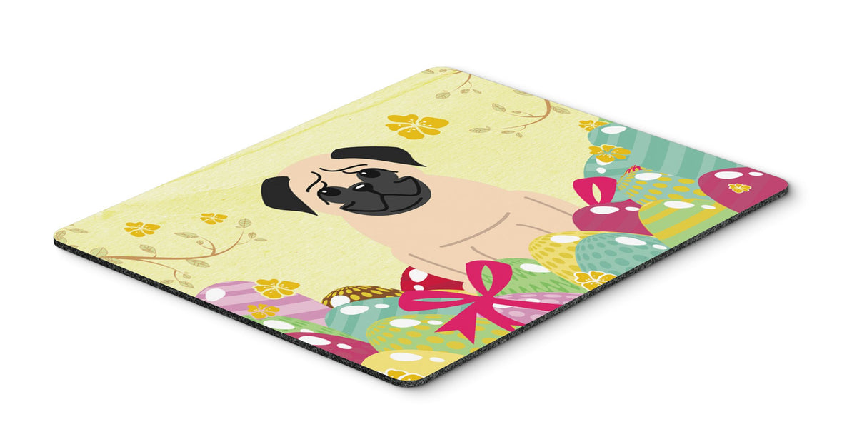 Caroline's Treasures BB6008MP Easter Eggs Pug Fawn Mouse Pad, Hot Pad or Trivet for Home Office Gaming Working Computers Laptop Mouse Mat,Washable