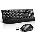 Wireless Computer Keyboard And Mouse Combo with Palm Rest, Large Number Pad, LED Indicators?2.4Ghz Ergonomic, Foldable Stands,Anti-Wear Letters Full
