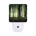 FSHVQKD Green Forest Night Light,Plug Into Wall with Dusk to Dawn Light Sensors, Warm Nightlights for Bedroom, Bathroom, Hallway, Kitchen, Gifts Ideal