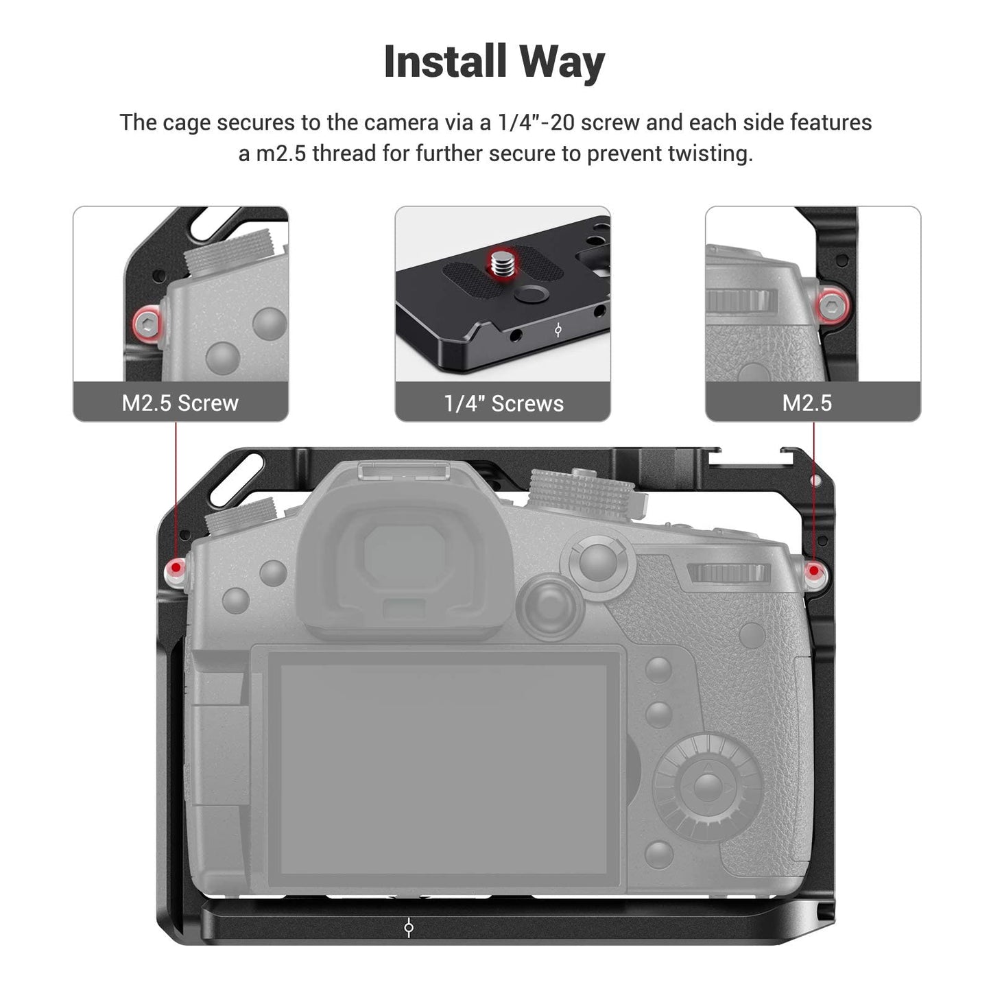 SMALLRIG GH5 GH5S Cage for Panasonic Lumix Camera and DMW-XLR1 (Upgraded Version) - 2049, Video Stabalization Camera Cage, Professional Video
