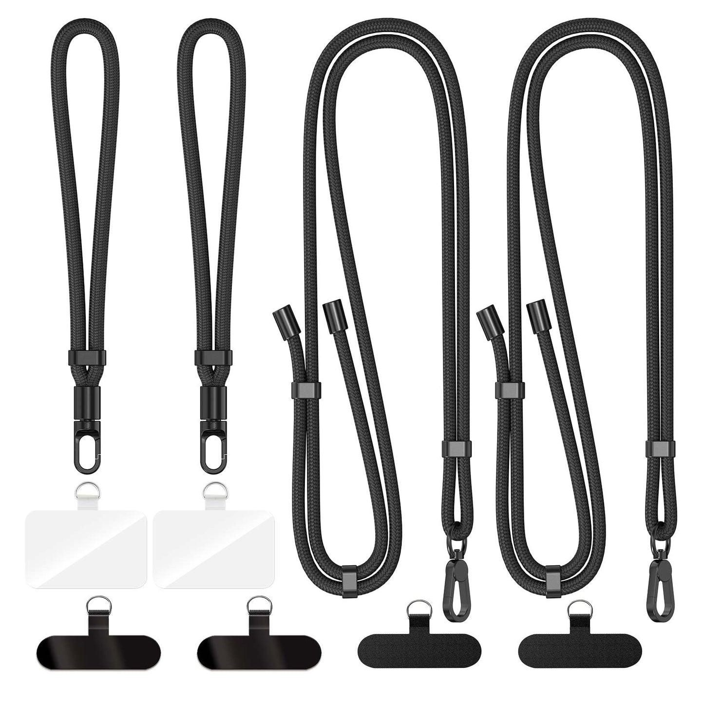 POHFP 4 Pack Phone Lanyard,2 PCS Adjustable Phone Strap Crossbody and 2 PCS Cell Phone Wrist Strap, Hands-Free Convenience Lanyards, Multifuctional